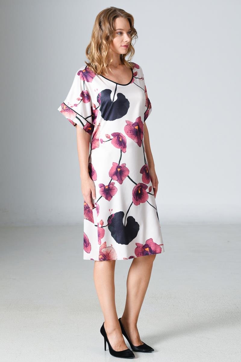 Woman Satin Big Size Floral Dress