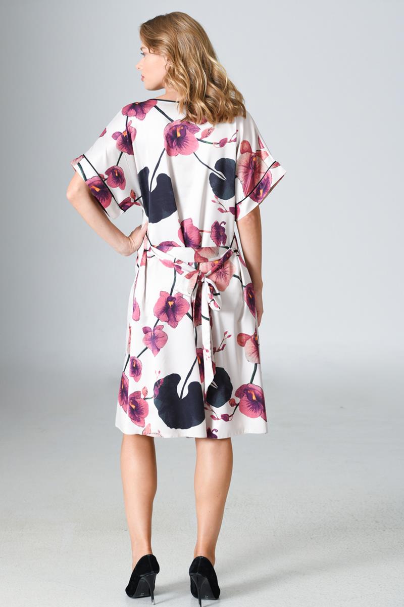 Woman Satin Big Size Floral Dress