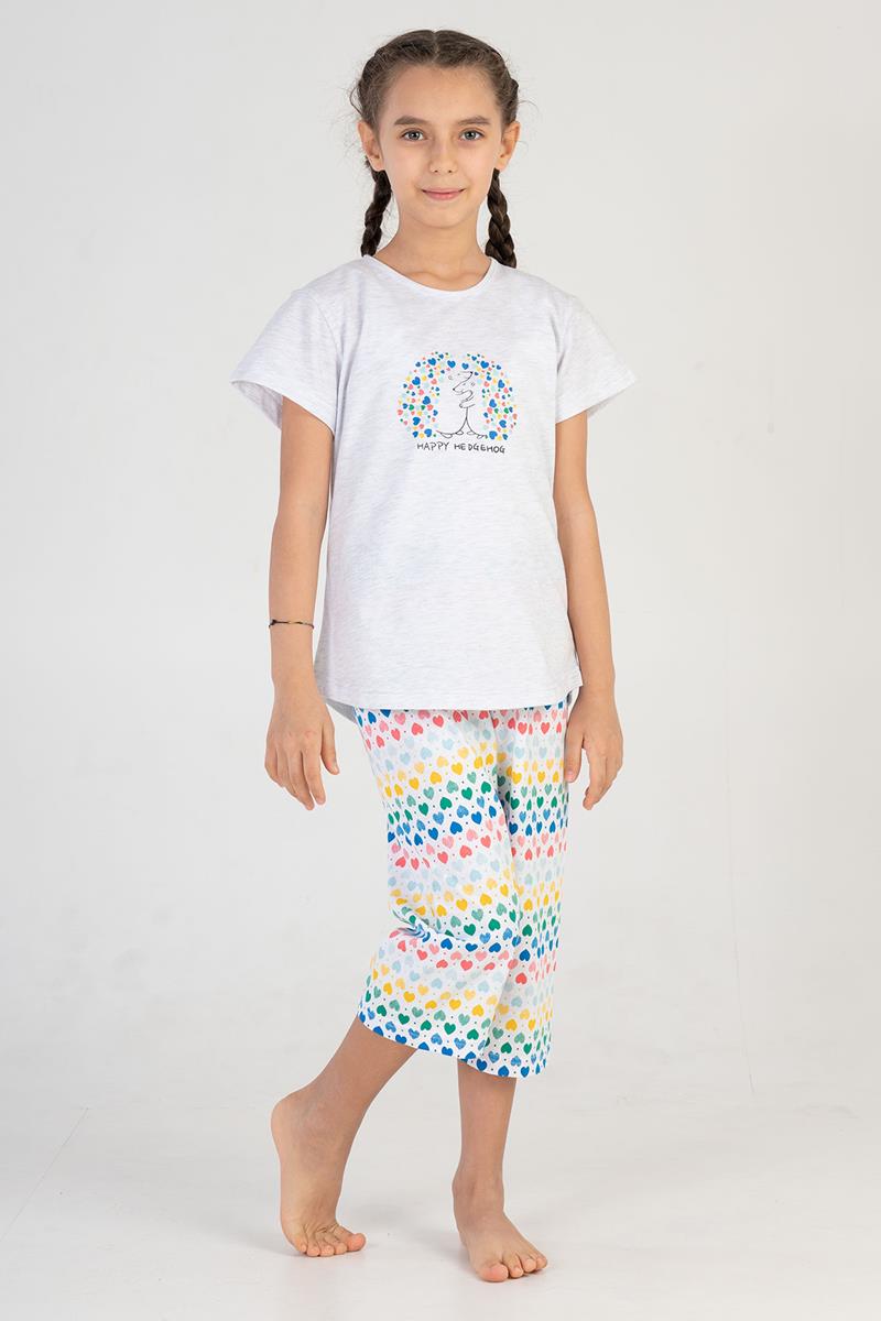 Kids Girl Colorful Heart Capri Set