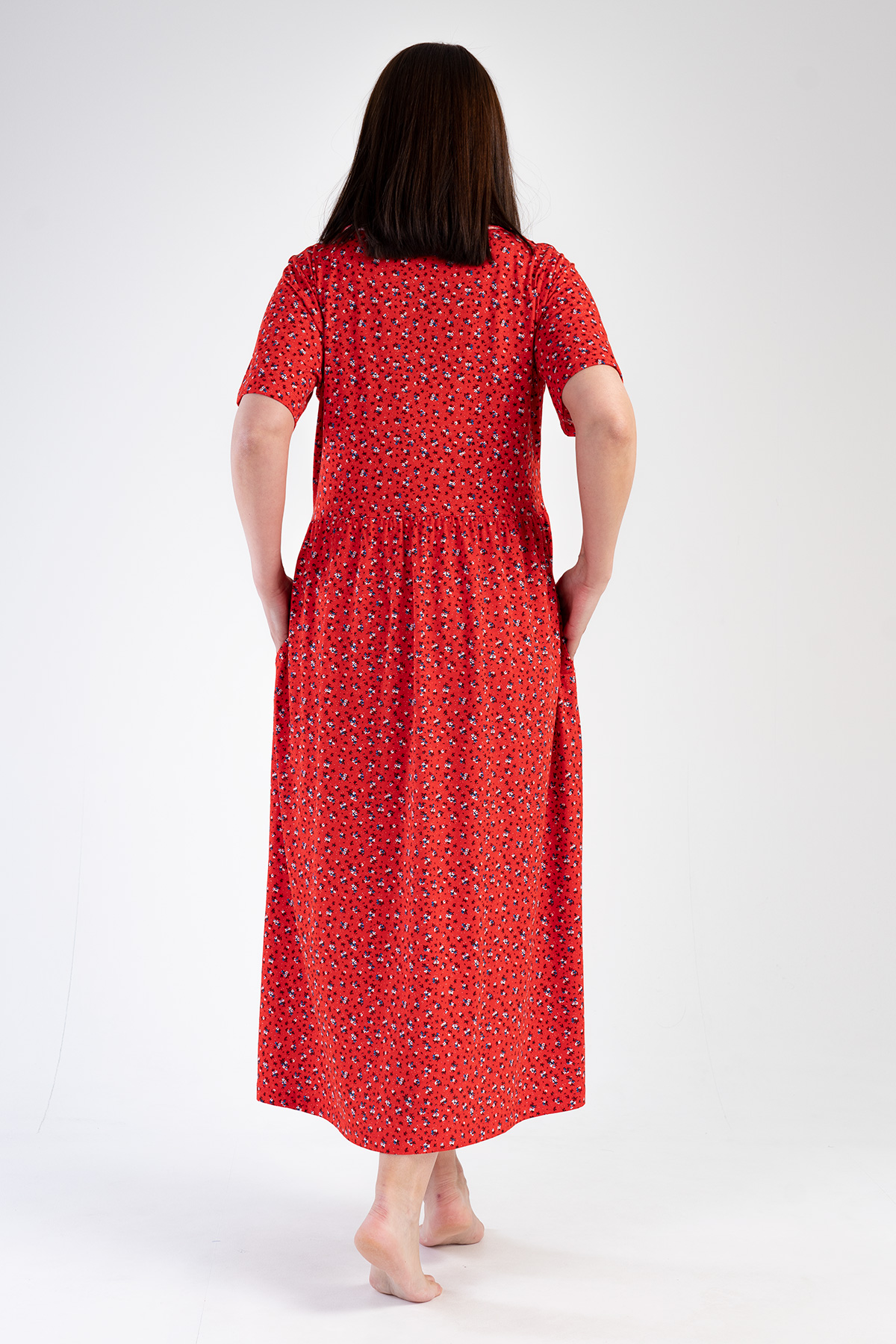 Woman Modal Big Size Red Short Sleeve Dress