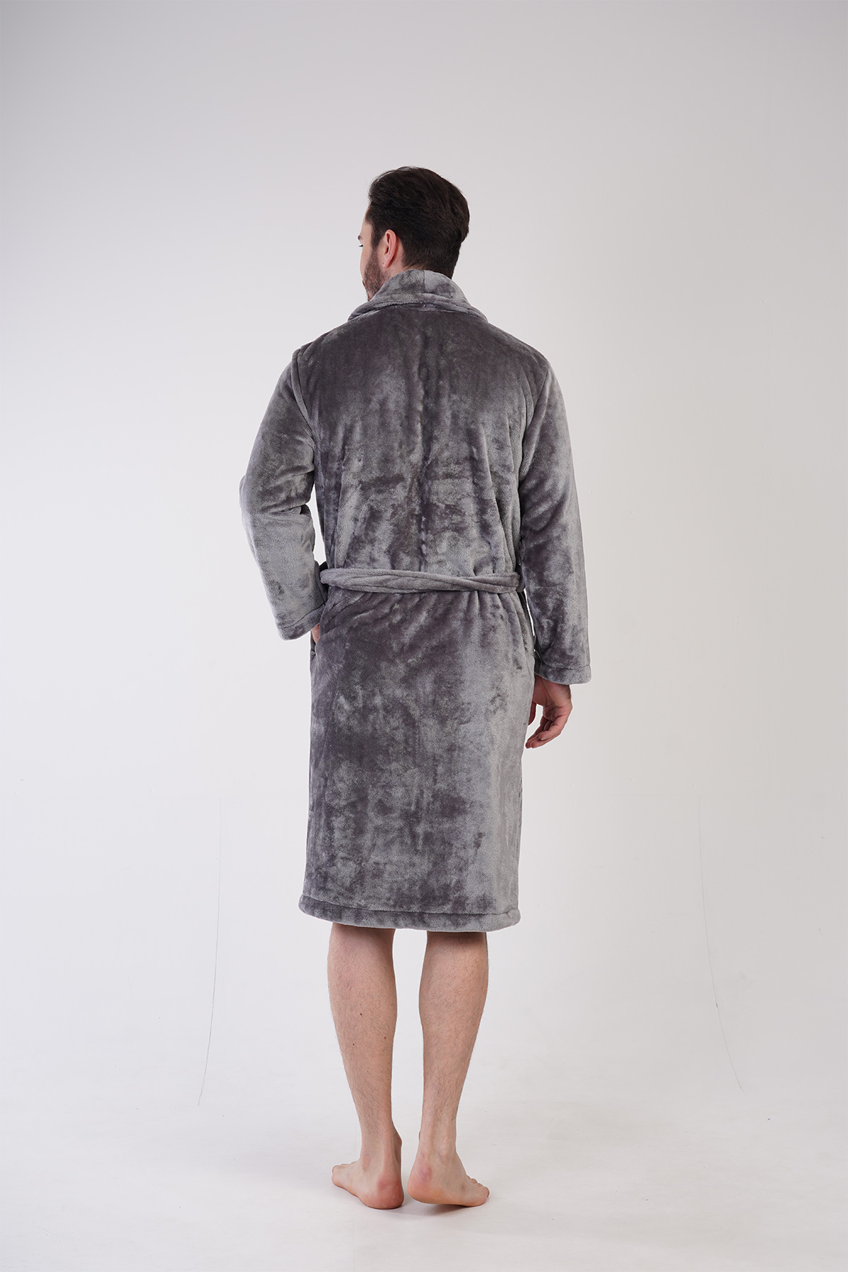 Man Anthracite Soft Long Sleeve Dressing Gown