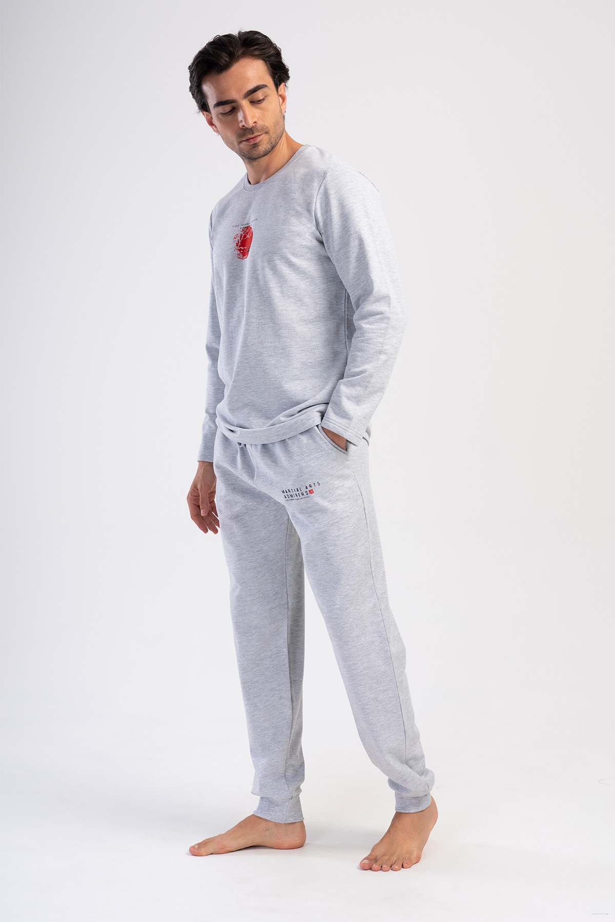 Man Gray Two Yarn Pyjama Set