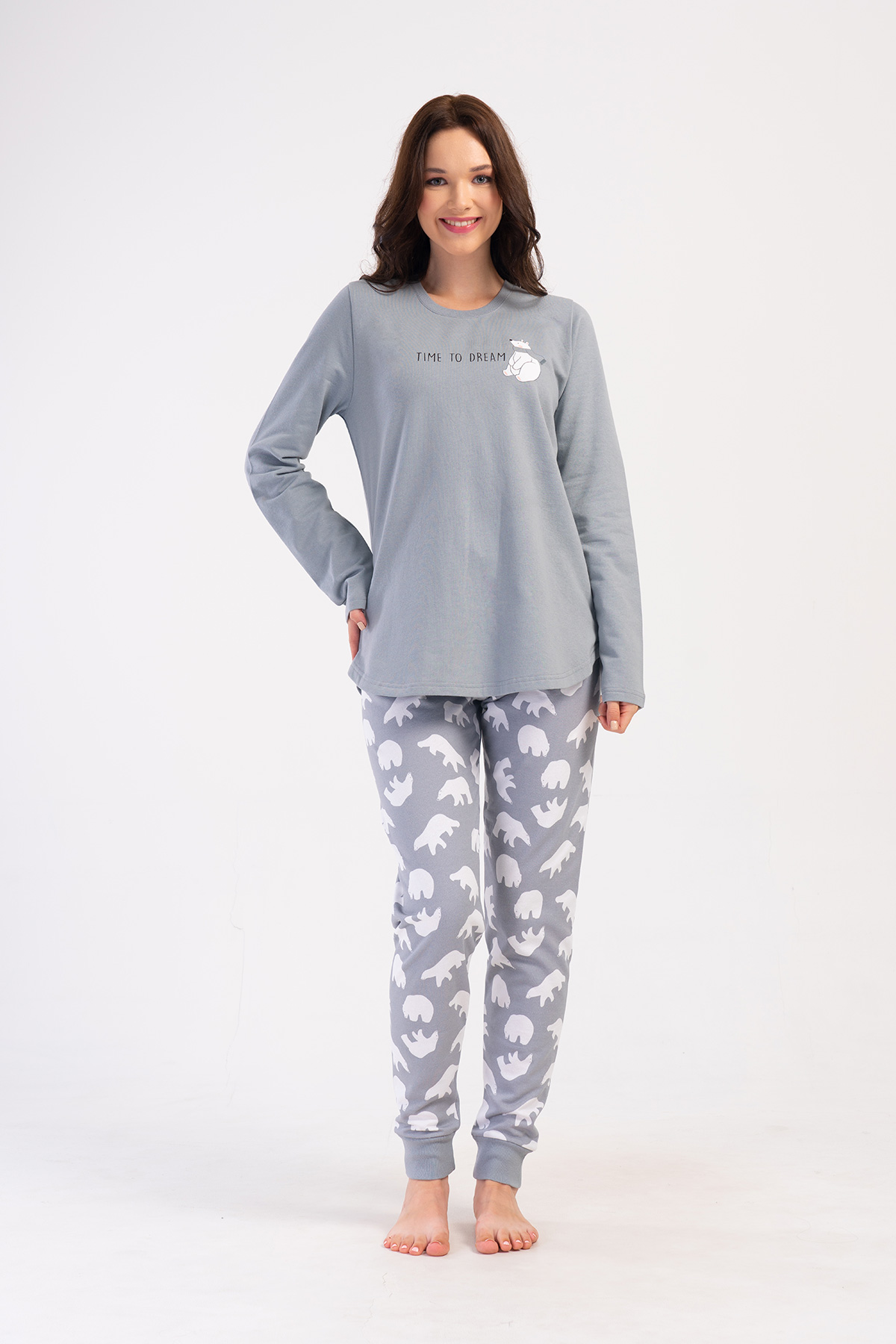 Woman Stone Two Yarn Big Size O Neck Pyjama Set