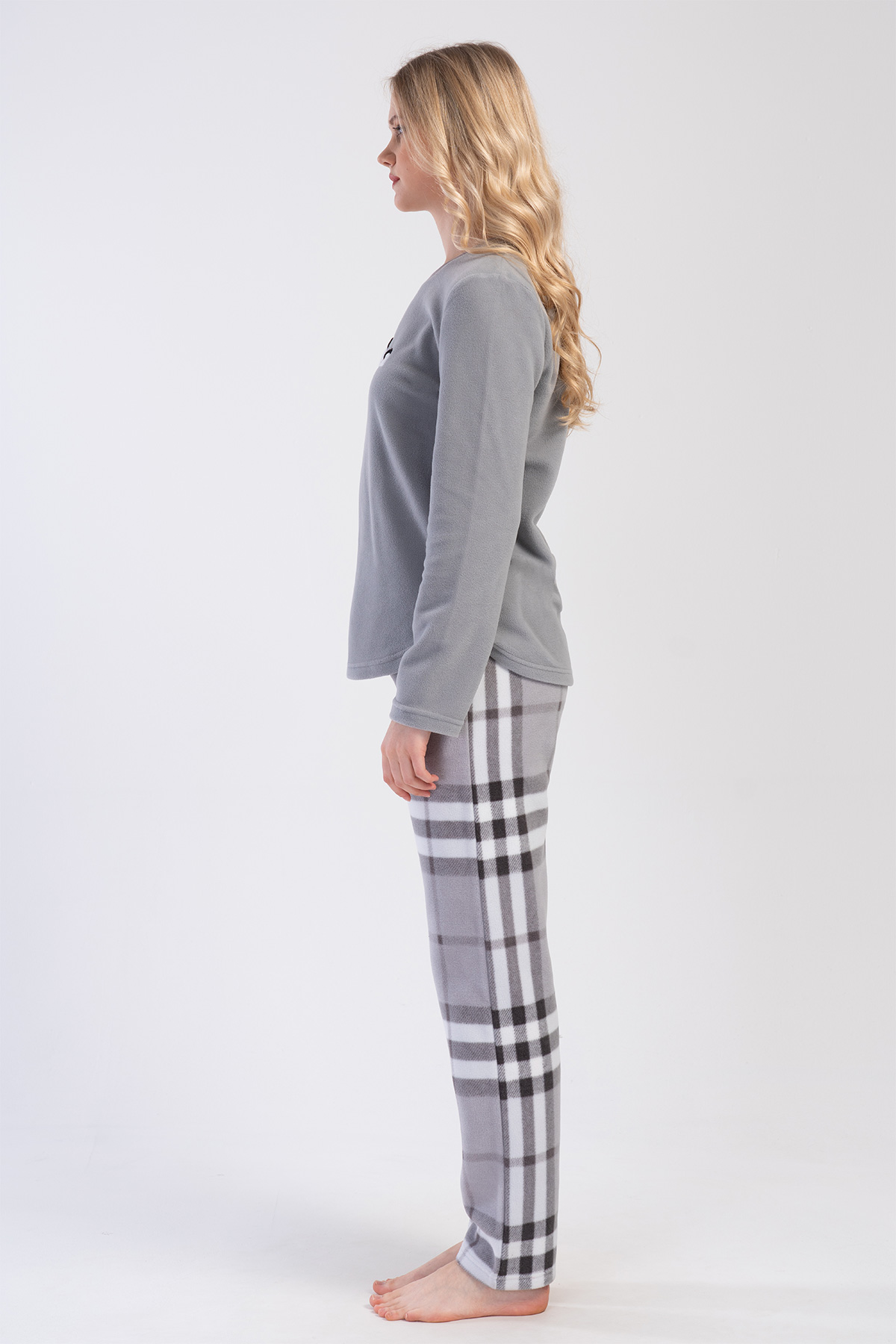 Woman Plaid Pengue Fleece Pyjama Set