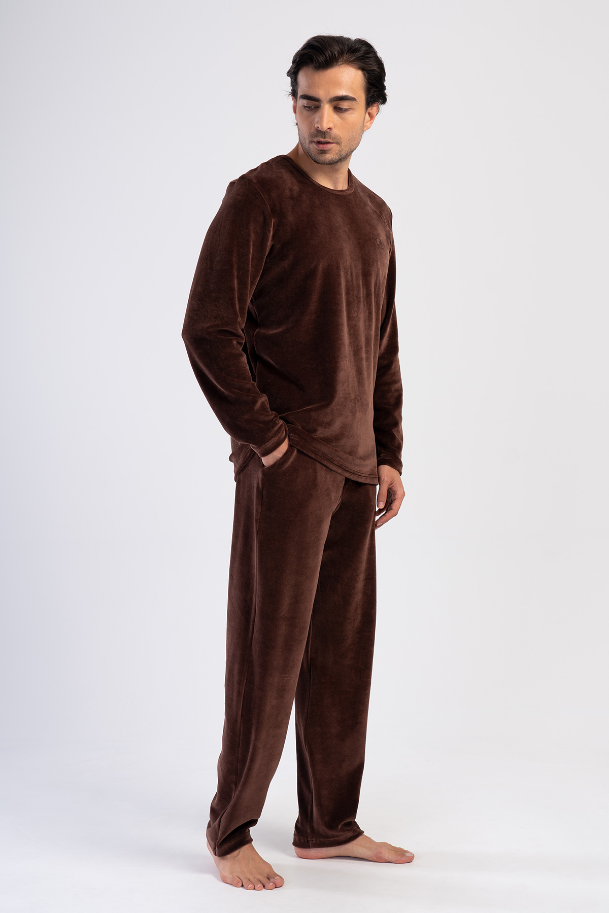 Man Brown Velvet Pyjama Set