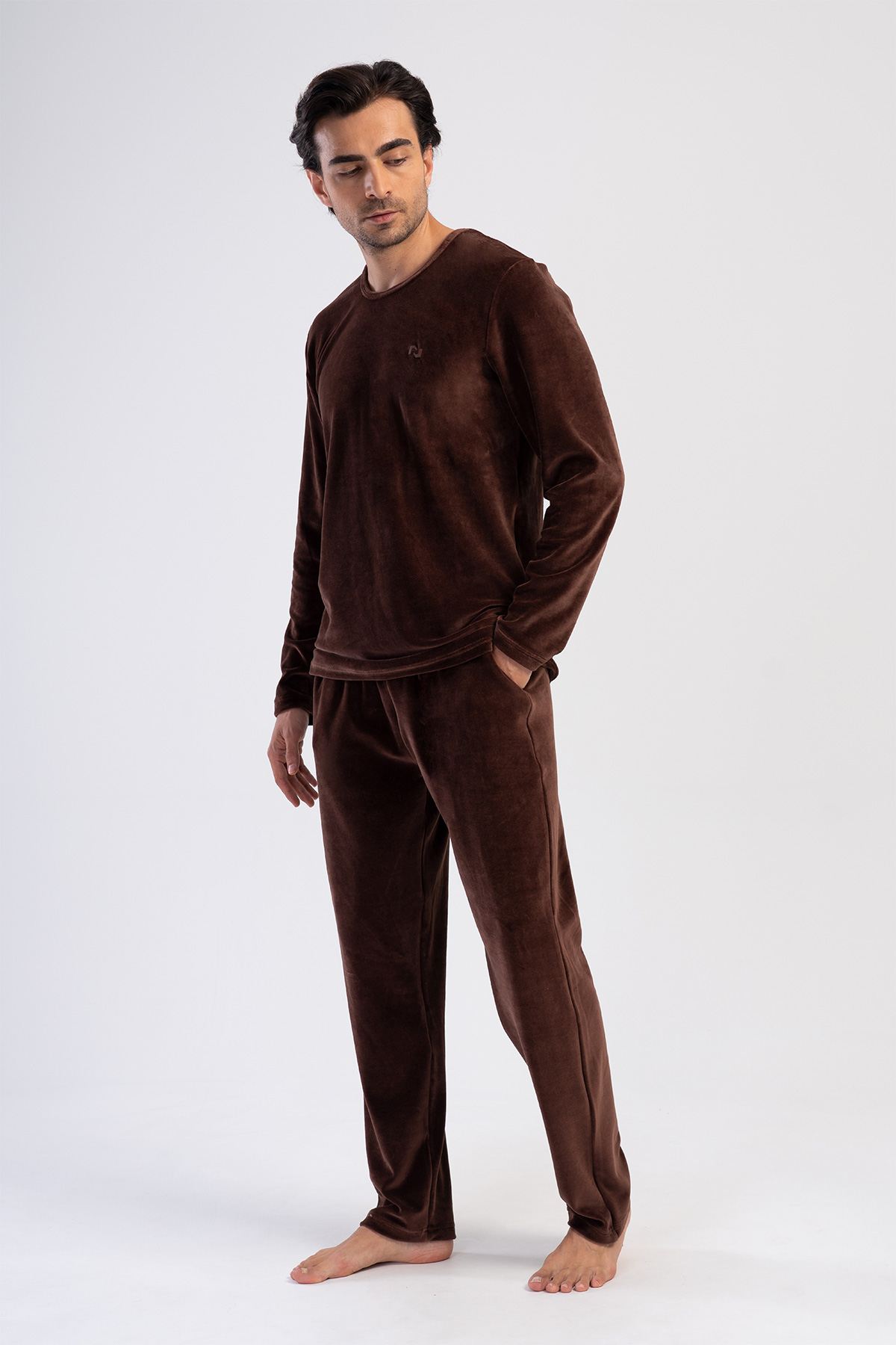 Man Brown Velvet Pyjama Set