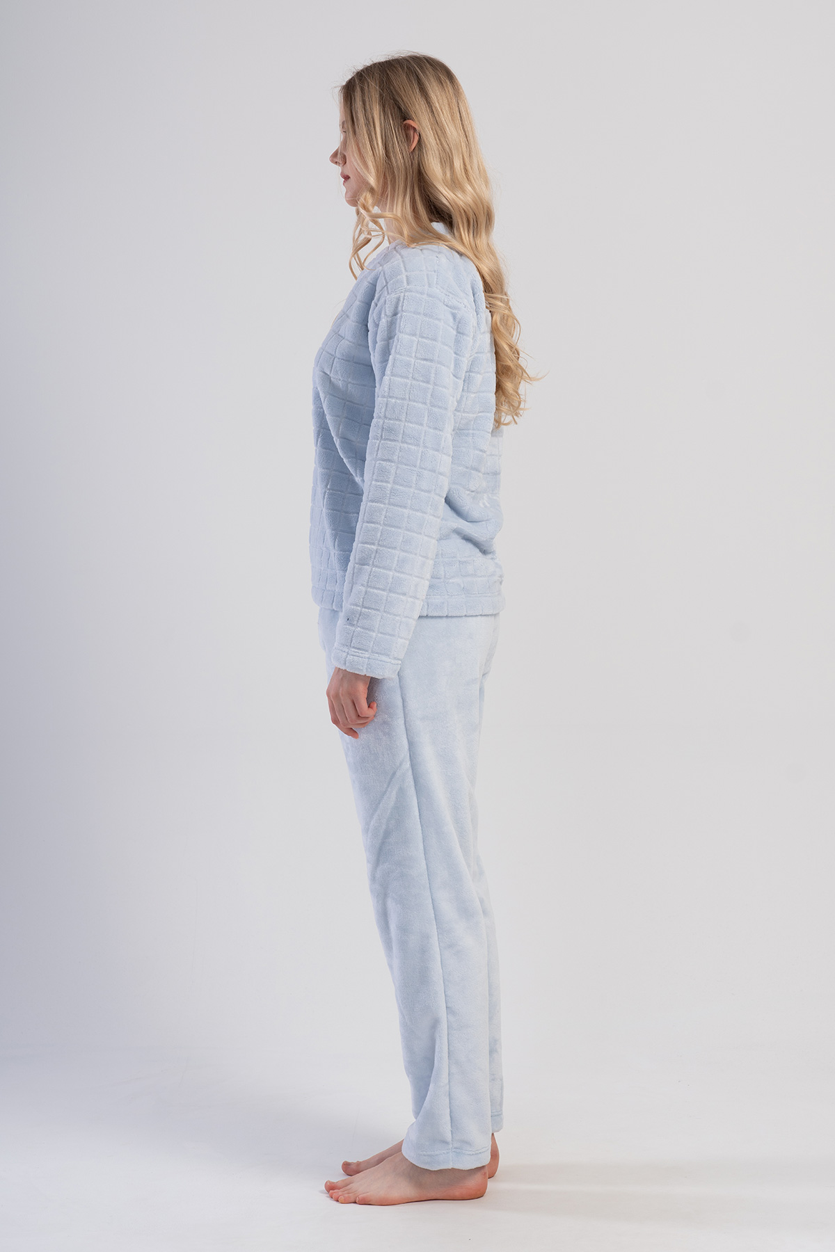 Woman Blue Ultrasoft V Neck Pyjama Set