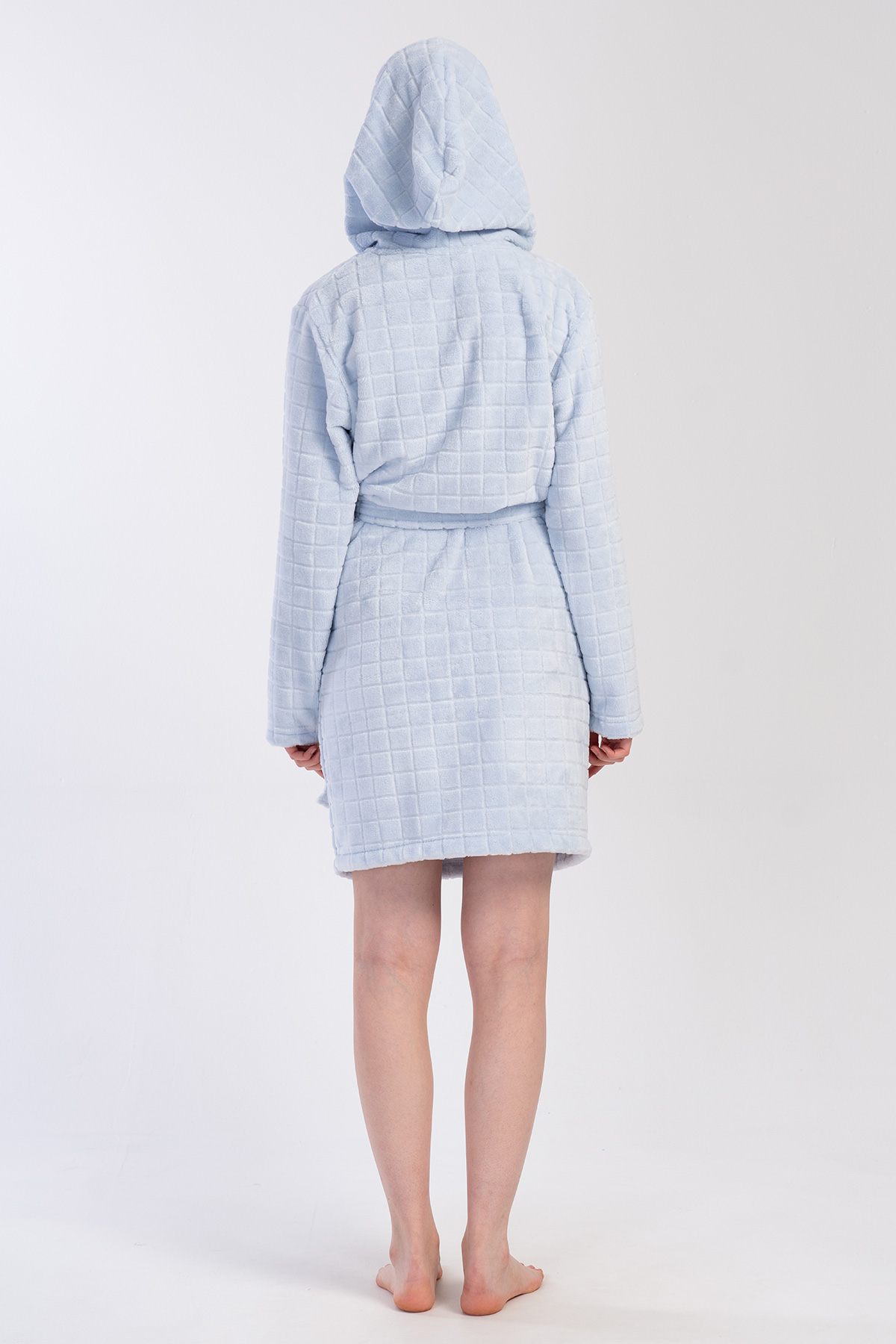 Woman Ultrasoft Blue Hoodie Dressing Gown