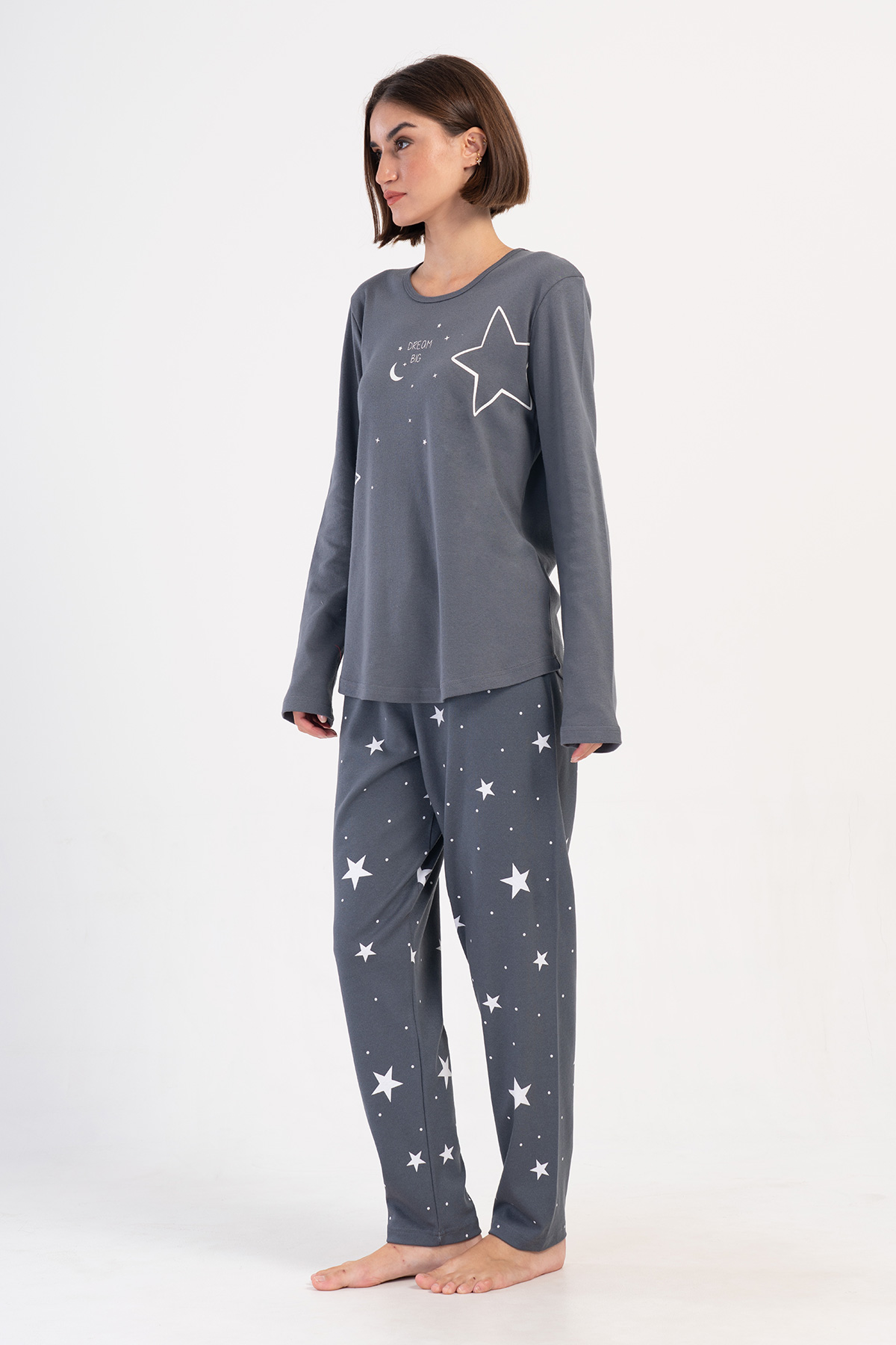 Woman Fume Interlock O Neck Long Sleeve Pyjama Set