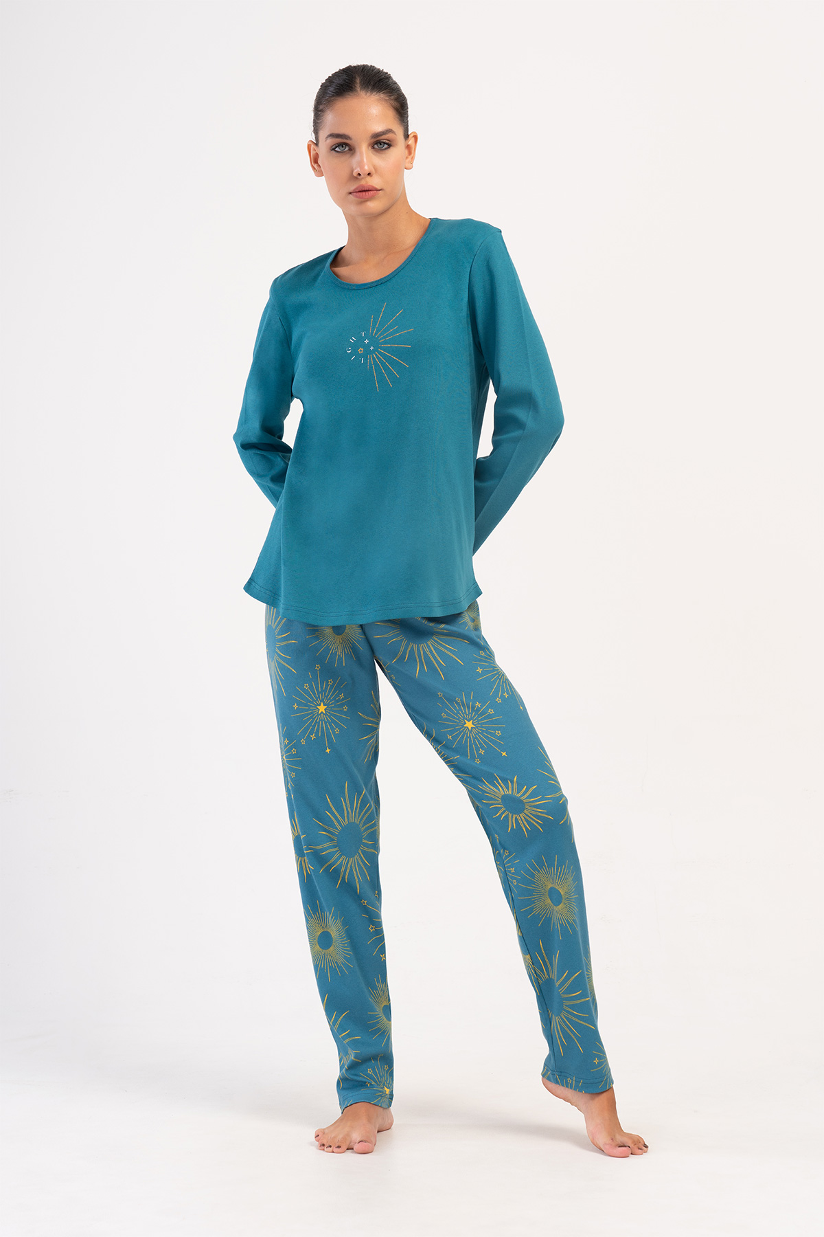 Woman Interlock Silver Pine Big Size Pyjama Set