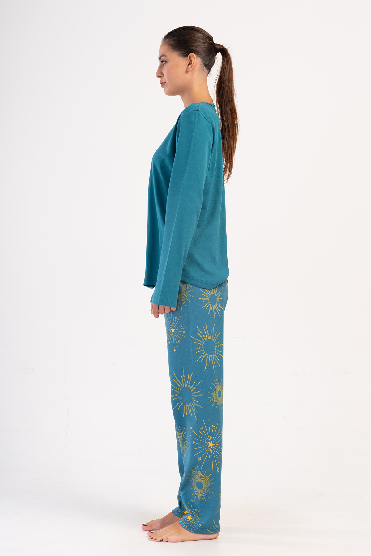 Woman Interlock Silver Pine Big Size Pyjama Set