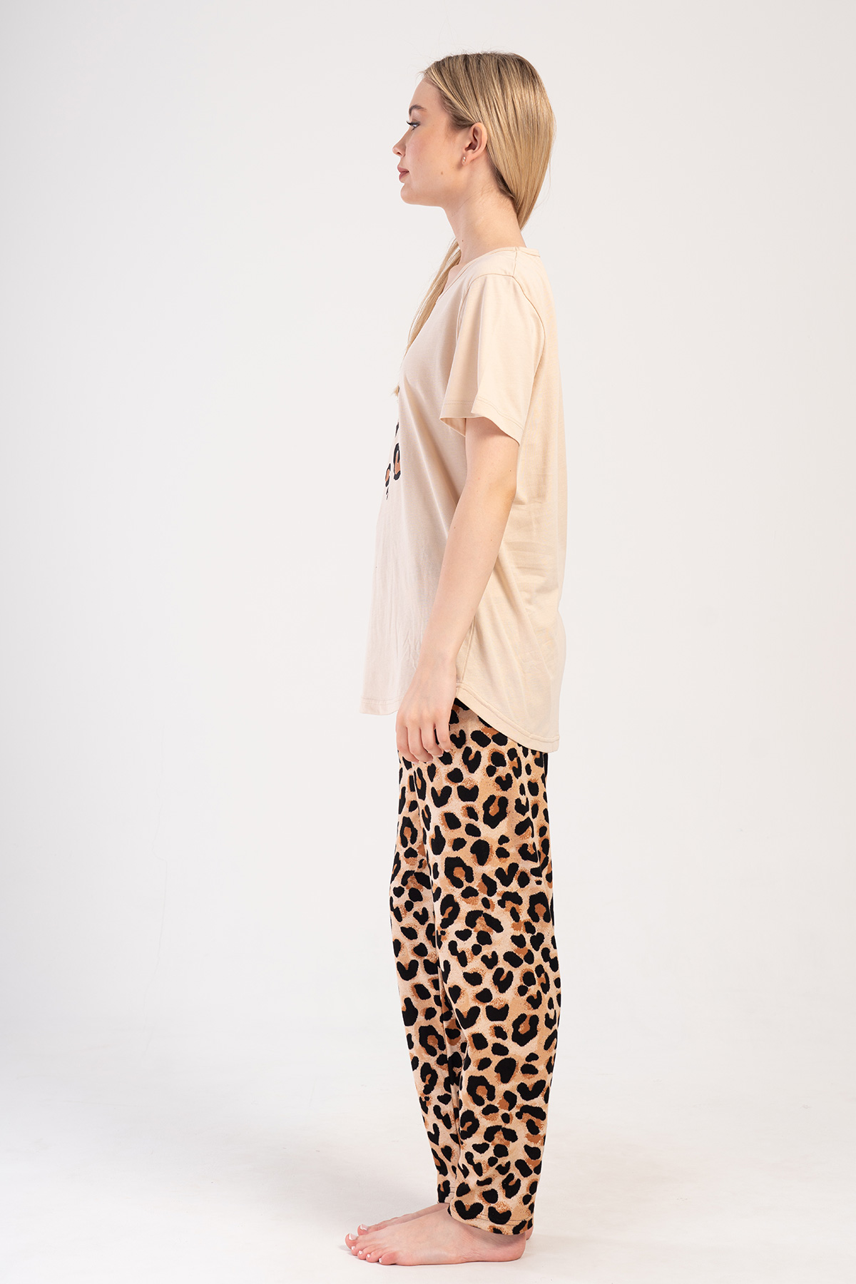 Woman Big Size Leopard Pyjama Set