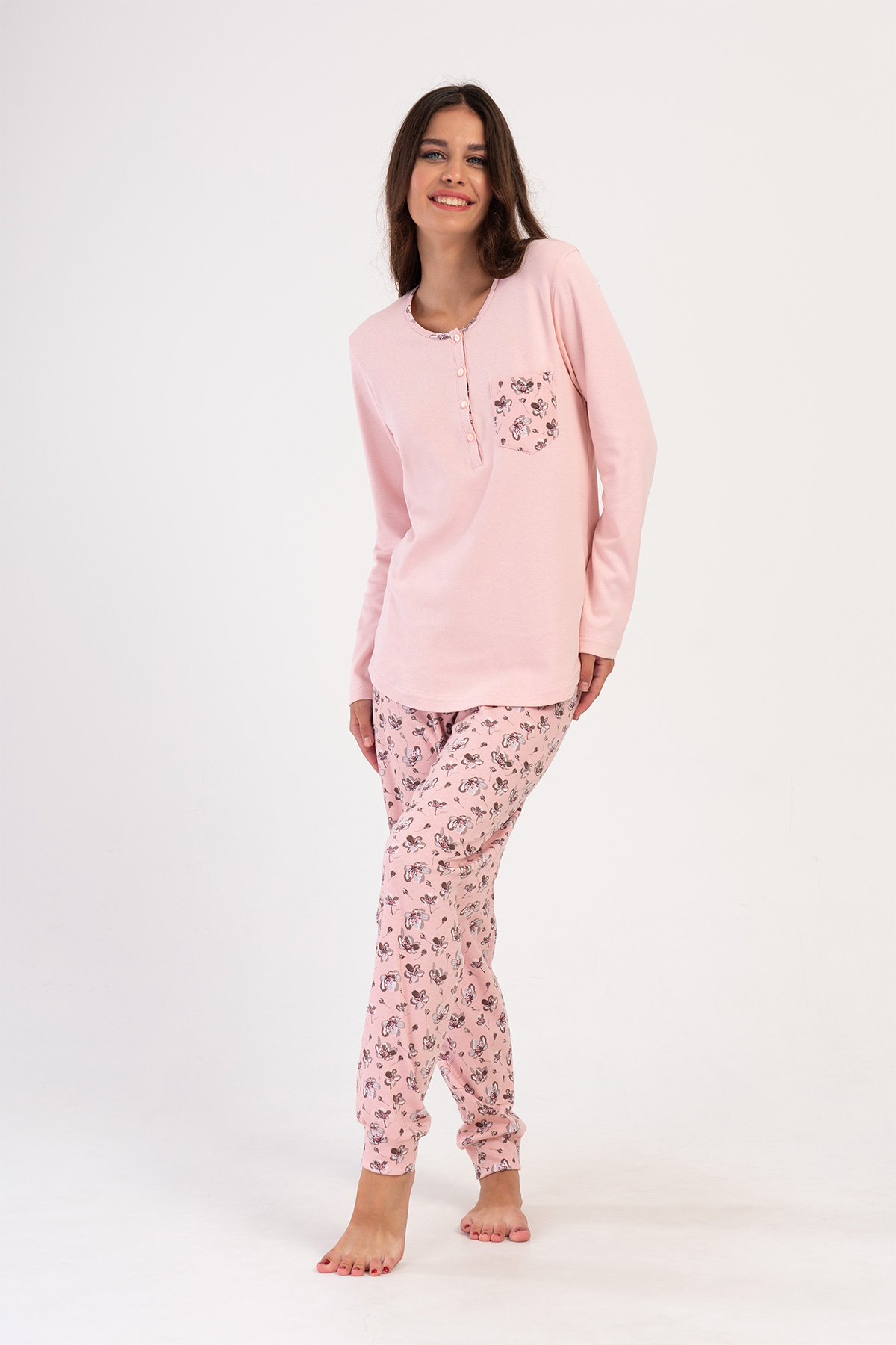 Woman Interlock Pink Pyjama Set