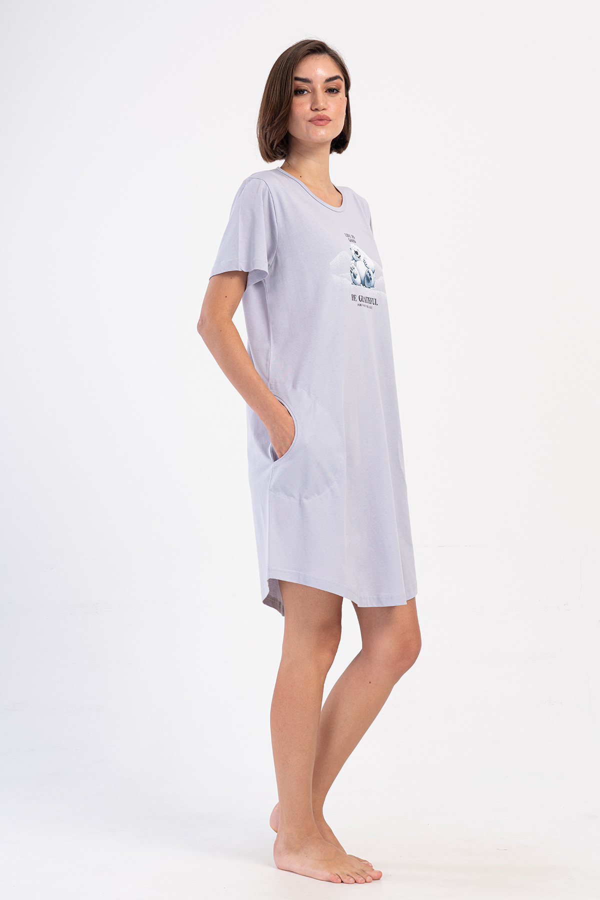 Woman Grateful Supreme O Neck Short Sleeve Tunic