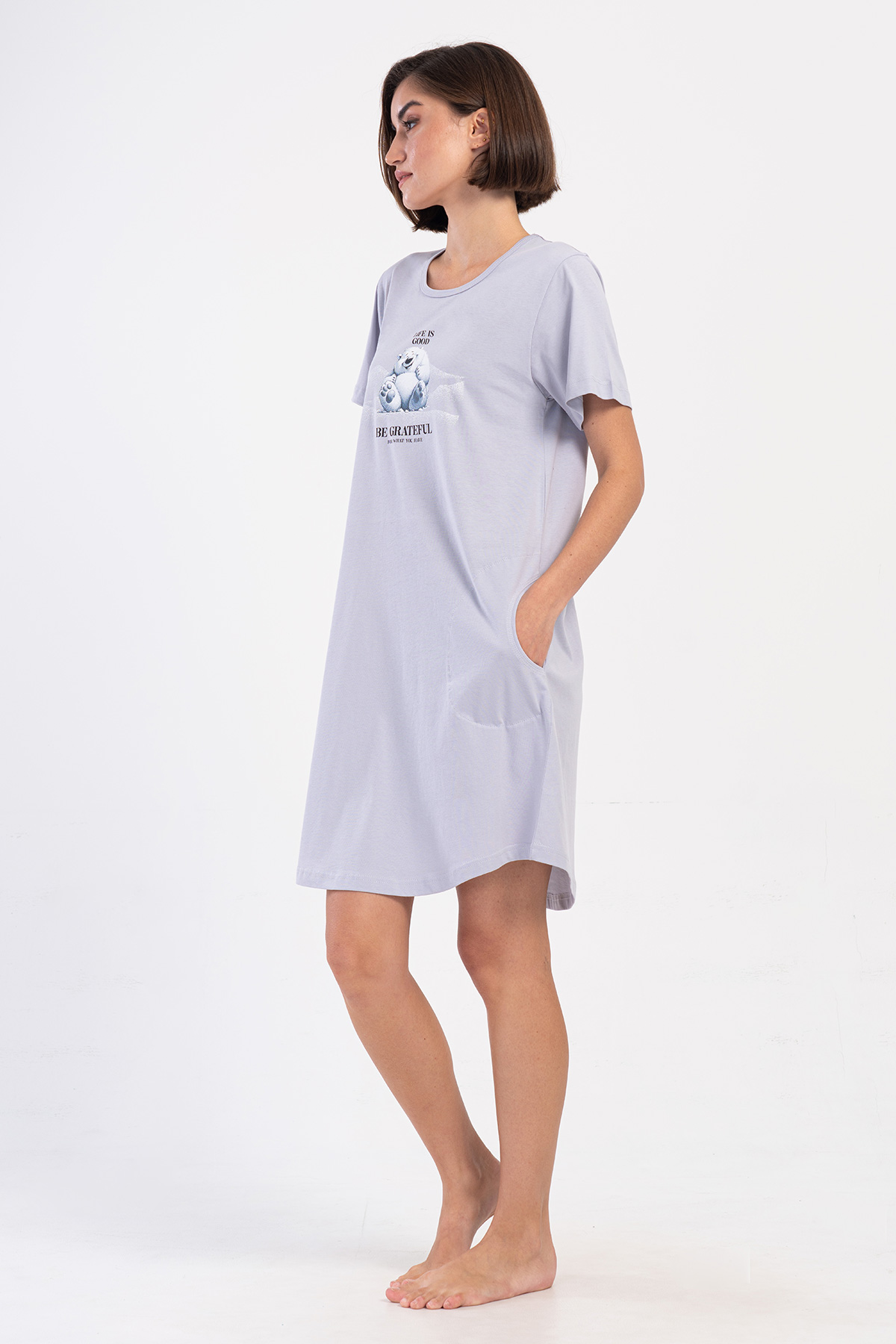 Woman Grateful Supreme O Neck Short Sleeve Tunic