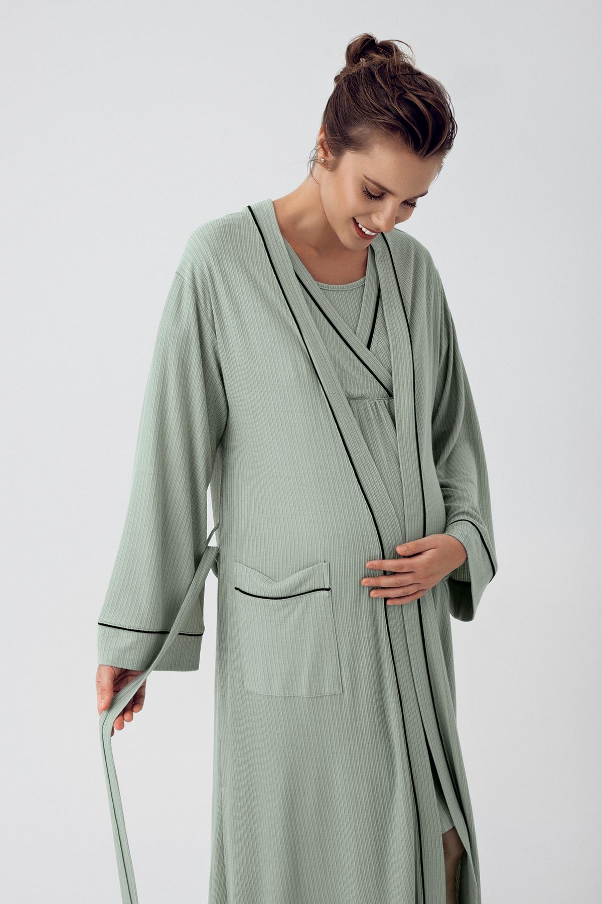 Woman Viscon Pregnant Dressing Gown Set